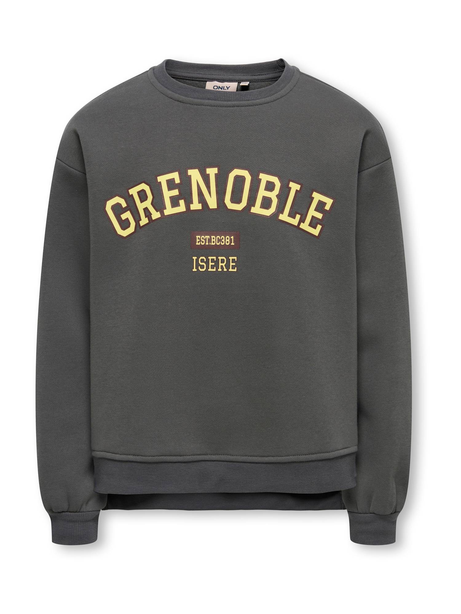 ONLY GIRLS Sweatshirt 'KOGVICTORY'  mørkebrun / citrongul / mørkegrå