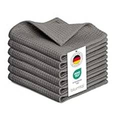 Blumtal® kökshanddukar 30x30 cm i ett set om 6 - kökshanddukar bomull 100% - kökshanddukar tvättbara vid 60 °C - kökshandduk - disktrasor - disk- & kökshanddukar - kökshanddukar - våffelhanddukar grå