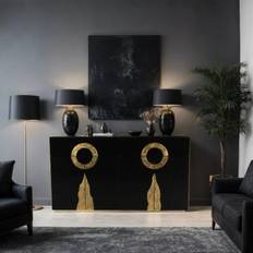 Skänk Mullagh Svart (svart glastopp) 140x45x79cm