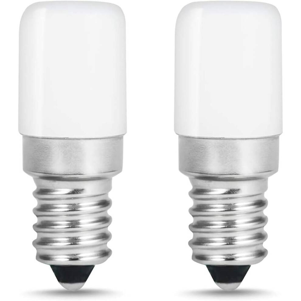 Ikke-dæmpbar LED-køleskabspære, energibesparende, kølig hvid - 6000K, lav varme, frostklar, termisk plastikdæksel til accentbelysning, 2 stk.