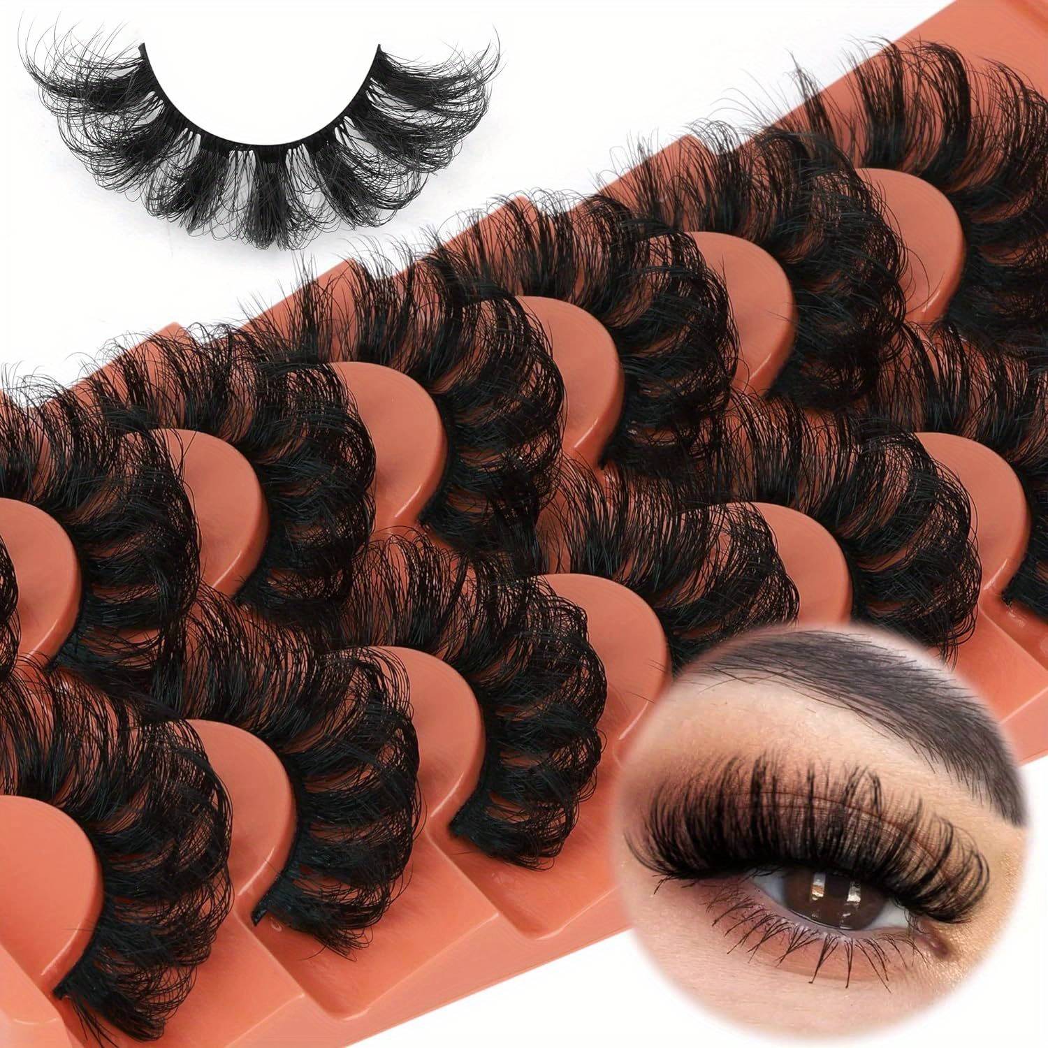 TEMU Soft Mink Lashes Wispy False Eyelashes Thick Volume Artificial Lashes Curly Fake Eyelashes