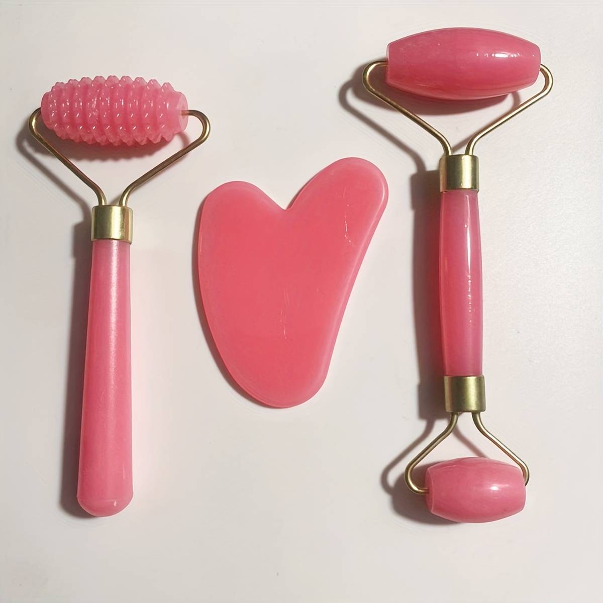 3pcs Facial Neck Massage Roller And Scraper Portable Skin Care Accessory