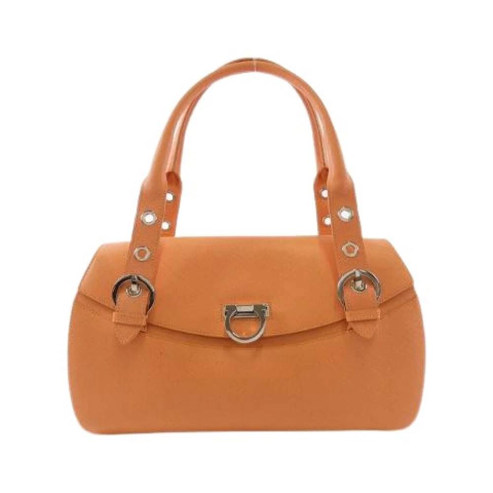 Salvatore Ferragamo Pre-owned Pre-owned Læder Skuldertaske - Vintage - Dame - Orange - ONE SIZE - Uld