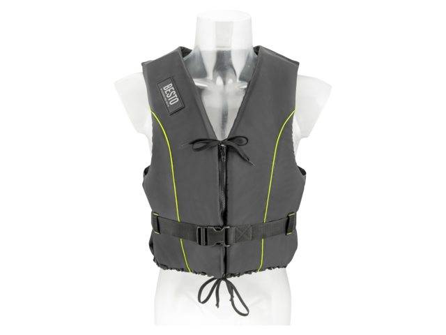 Besto, Svømmevest Dinghy Zipper, Sort/Gul, 50N, Størrelse L, 60-70kg (1stk)