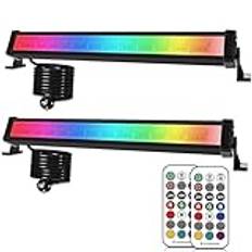 MEIHUA 42 W RGB strålkastare 2-pack, IP66, vattentät, utomhus, väggbelysning, LED-remsa, ljuseffekter med fjärrkontroll, 10 färger, 12 lägen, 6 ljusstyrkor, festljus för DJ, hem, scenljus,