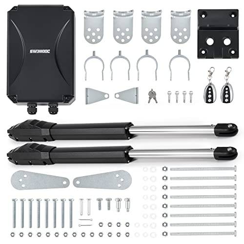 CO-Z Automatisk vingdörrsdrift 800 kg dubbel vingdörrsdrift roterande grindriven grindöppnare set max. 6 m eller 400 kg per vinge med 2 fjärrkontroller Swing Gate Opener (40 W x 2)