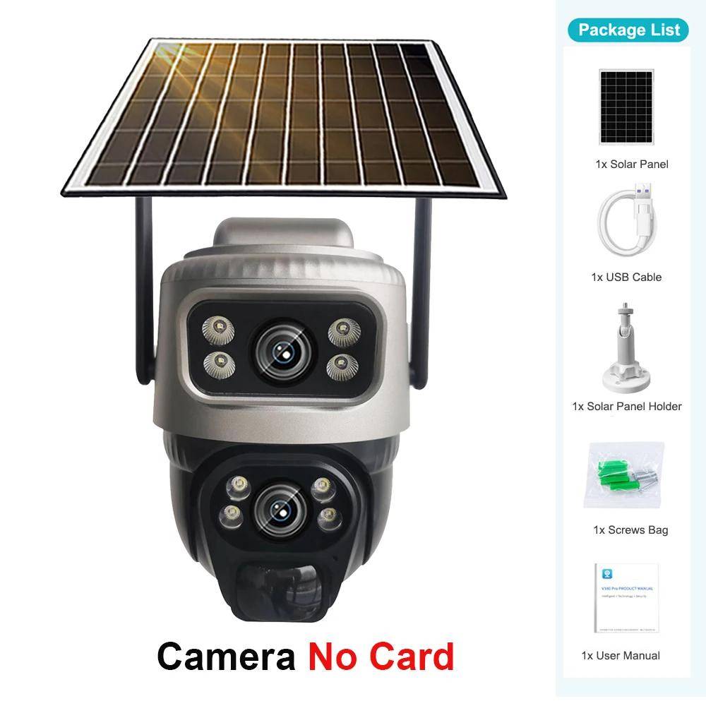 Ny WiFi Solcellsdriven IP-kamera Utomhus Dubbellins PTZ Lågströms Video Kamera PIR Rörelsedetektering Säkerhetsskydd CCTV Övervakningskamera WiFi Cam