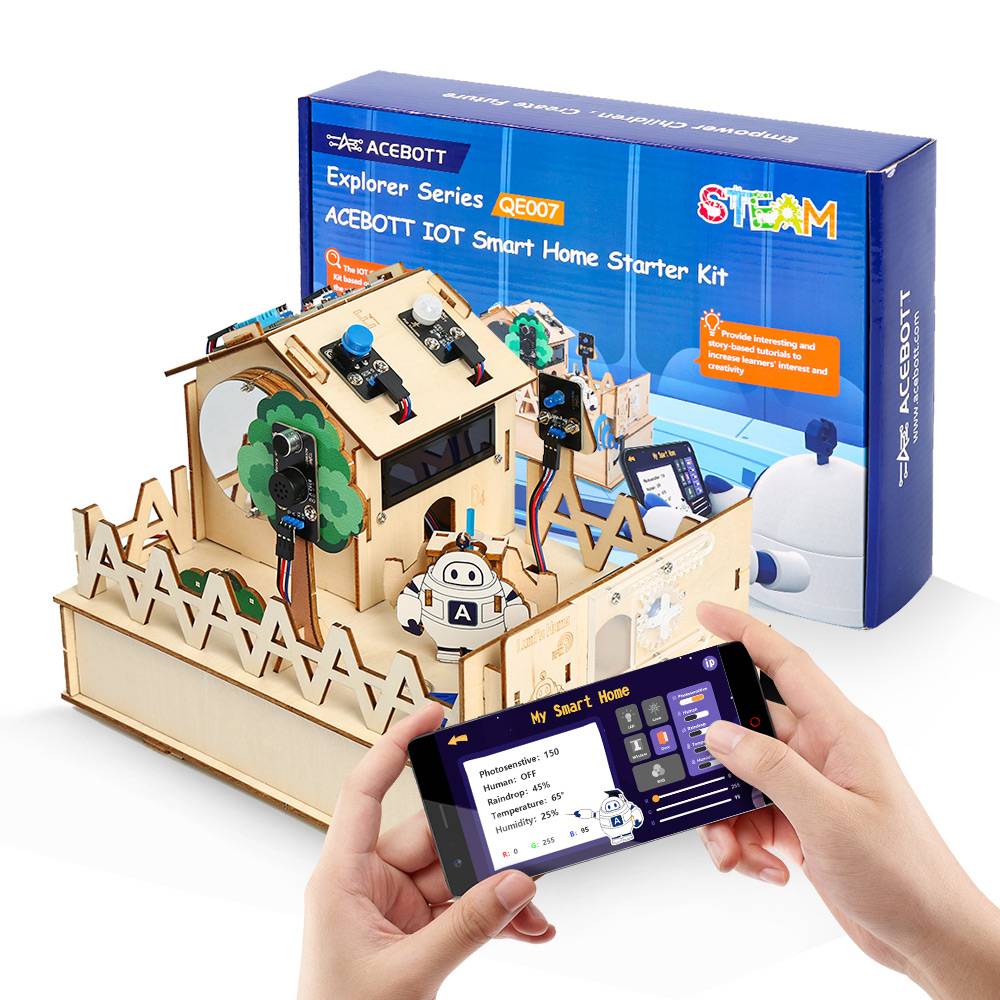ACEBOTT ESP32 IOT Projects Wooden House STEM Smart Home Starter Kit For Arduino