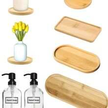 1/2 st badrumsbricka i bambu, bohemisk stil multifunktionell förvaringskorg för badrumsbänkskiva, lämplig för kommod, badrum, parfymkorg i bambu - Beige (Multi-size)
