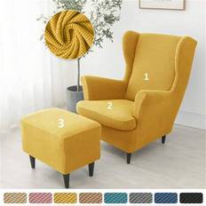 3pcs/Set Polar Fleece Wingback Chair Cover Ottoman Cover Elastic Wing Armchair Cover Cushion Cover All Seasons Single Sofa Covers For Living Room Bedr - Multicolor - one-size