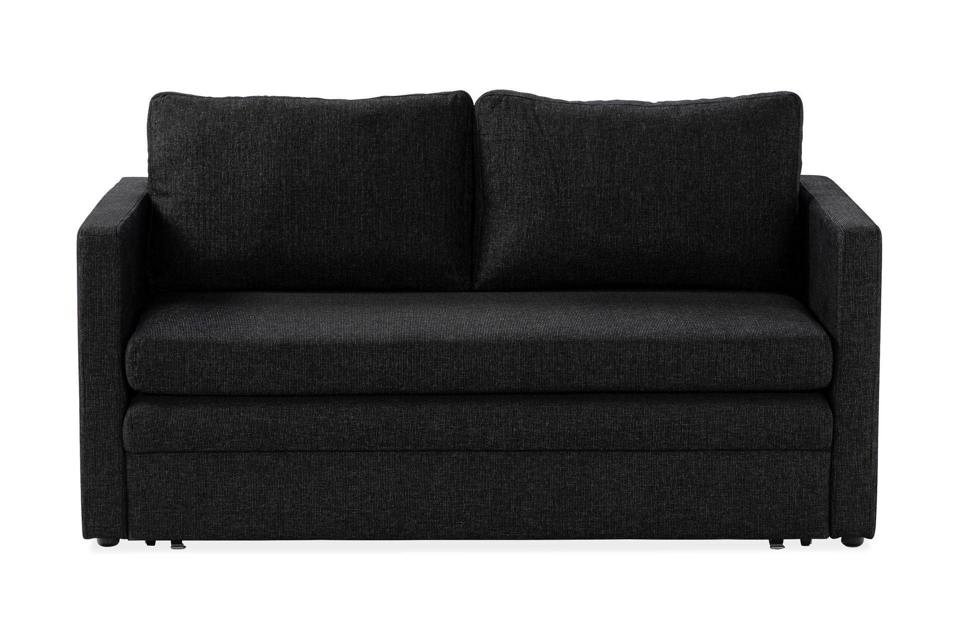 Basic Home Willhelm Liten Bäddsoffa 2-sits Framåtbäddad - Mörkgrå Grå,Svart Tyg
