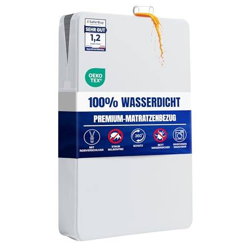 Utopia Bedding Matratzenbezug 180 x 200 x 20 cm Wasserdichter mit Reißverschluss, Oeko-TEX Zertifiziert, Matratzenschoner, White