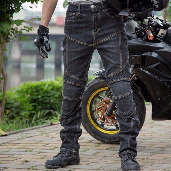 Vindtäta Motorcykel Racing Jeans Herr Motorcykel Motocross Off-Road Knäskyddande Moto Byxor blå