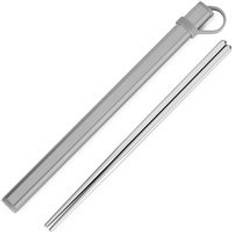 Ren titansandblästring polering ätpinnar set med ätpinnar förvaringsrör aluminium låda bärväska bestick set - Frostat ätpinnar