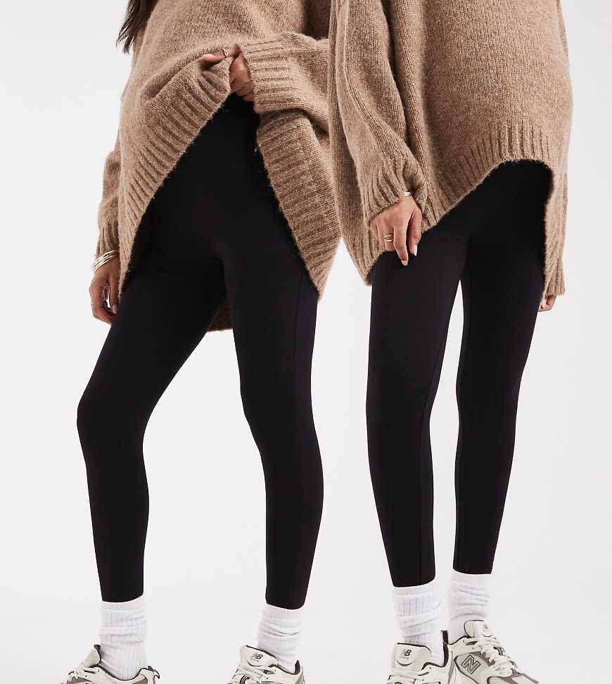 ASOS DESIGN Maternity - Pakke med 2 par sorte leggings - L