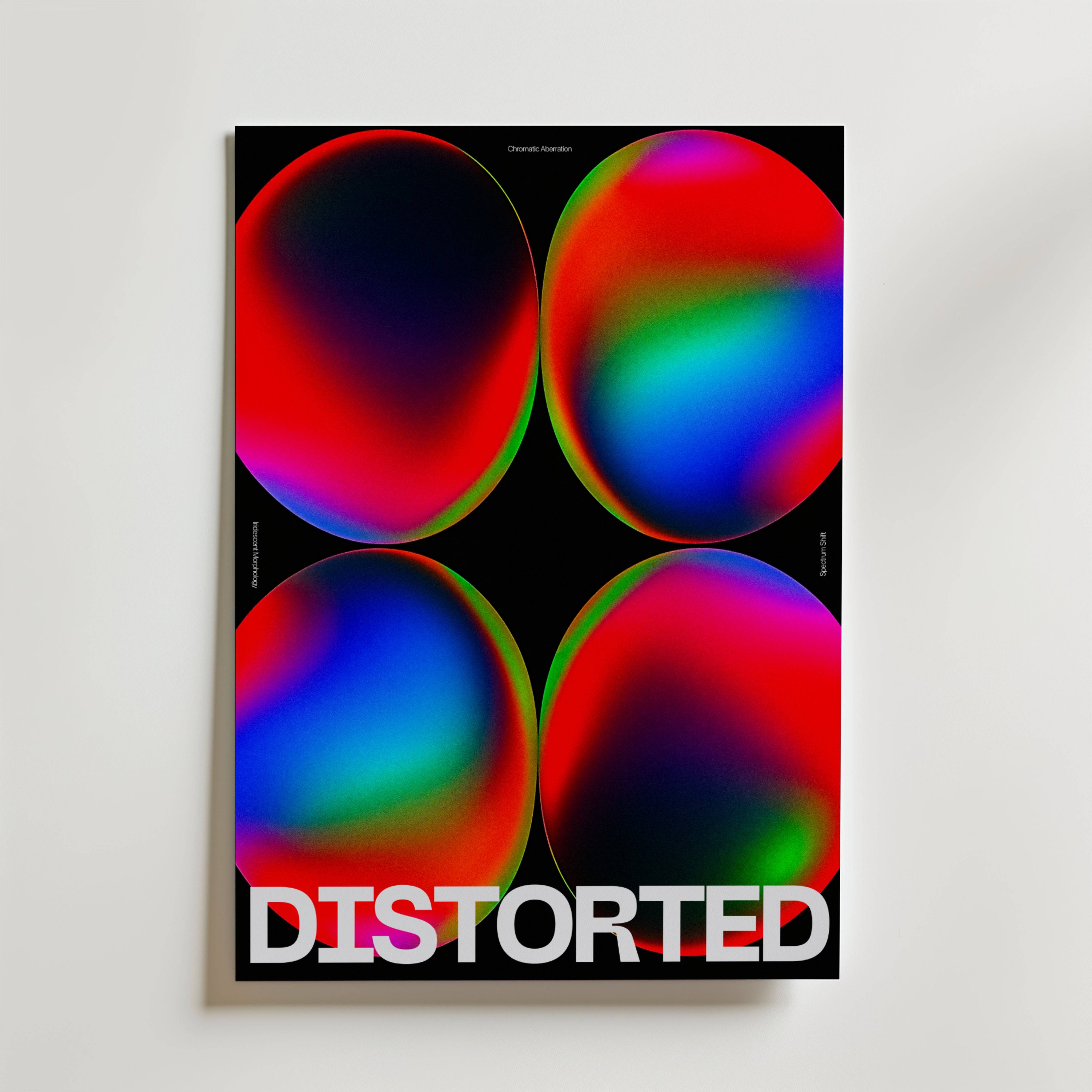 Chromatic Distortion Grid Poster - Fine Art Poster 21x30 cm