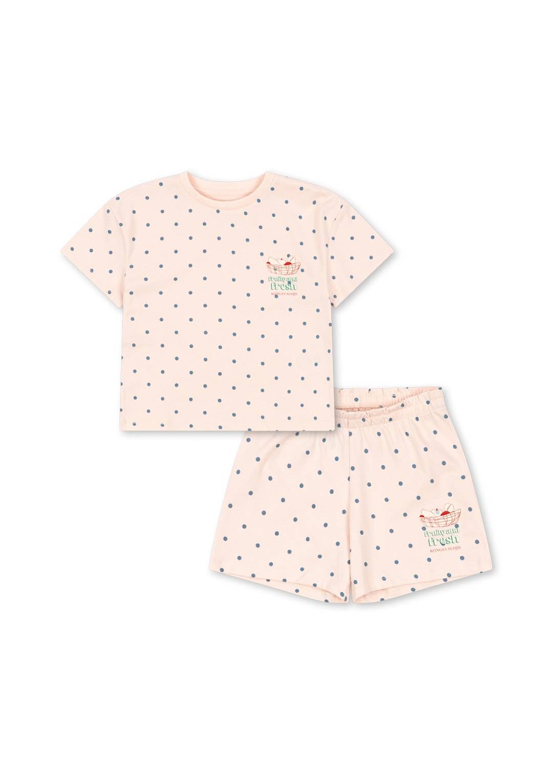 Konges Sløjd GOTS Lin T-shirt Og Shorts Rosewater Dot Rosewater Dot 5-6 Y Lyserød 5-6 år Piger