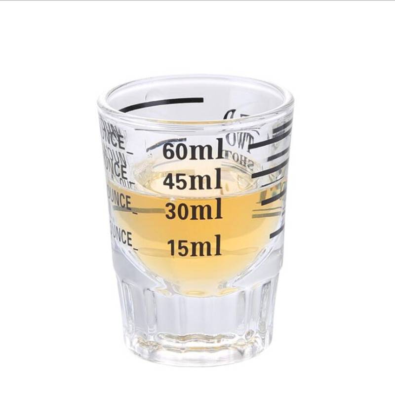 Feigolo bar cocktail mätkopp 30/ 60ml genomskinligt glas graderad kopp kaffe te bartender kök mätkopp fns 56 - S56 svarta ord 30ml