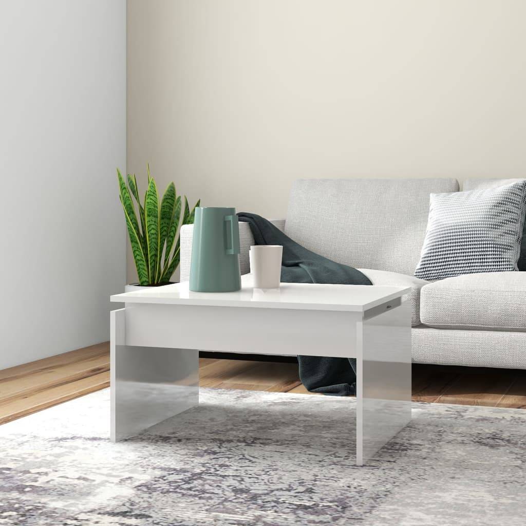 Sofabord 68x50x38 Cm Konstrueret Træ - Hvid Højglans