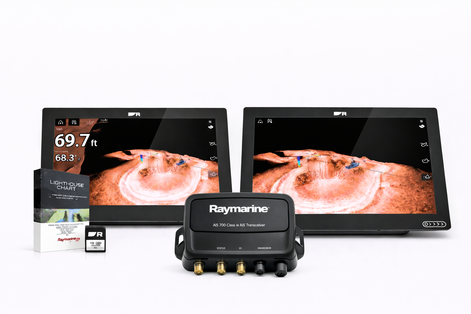 Raymarine Axiom+ 9 dobbeltskærmssystem med LightHouse Nordeuropa-søkort og AIS 700