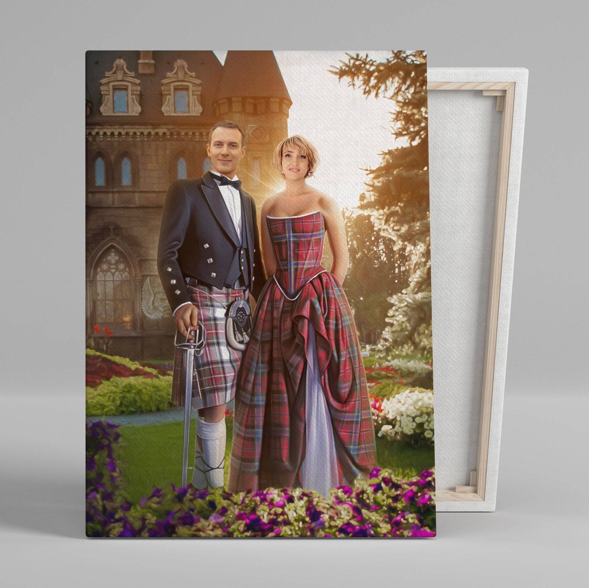 Scottish couple - Personlig Tavla - Monterad Canvastavla / 70x100