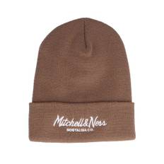 Mitchell & Ness - Brun cuff Beanie - Pinscript Knit Tan Cuff @ Hatstore