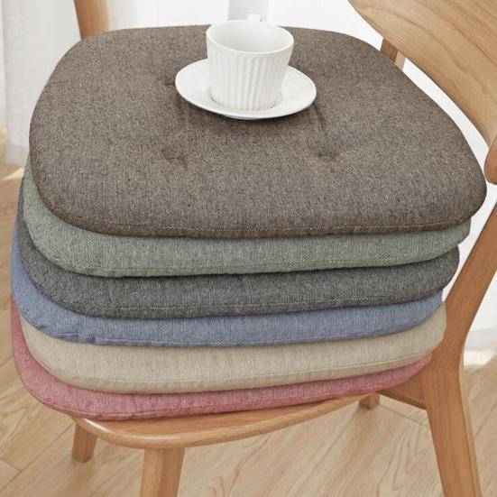 Stolsdyna med halkfri fästrem Tjock Svampvaddering Mjuk Elastisk Hästhovsformad Stolsdyna Hem Kök Kontor Uteservering Sitsdyna Soffa beige