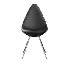 Fritz Hansen - 3110UB Droppen - Essential Leather Black - Spisebordsstole - Arne Jacobsen - Læder/Metal/Plast