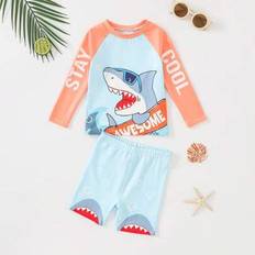 Baddräkt med raglanärm och shorts för babypojke - Multifärgad (6-9M,9-12M,12-18M,18-24M,2-3Y)