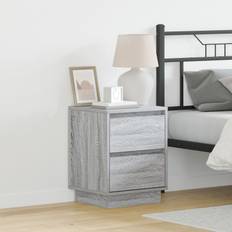Sengeborde med led lys 2 stk grå sonoma 39x34.5x50 cm