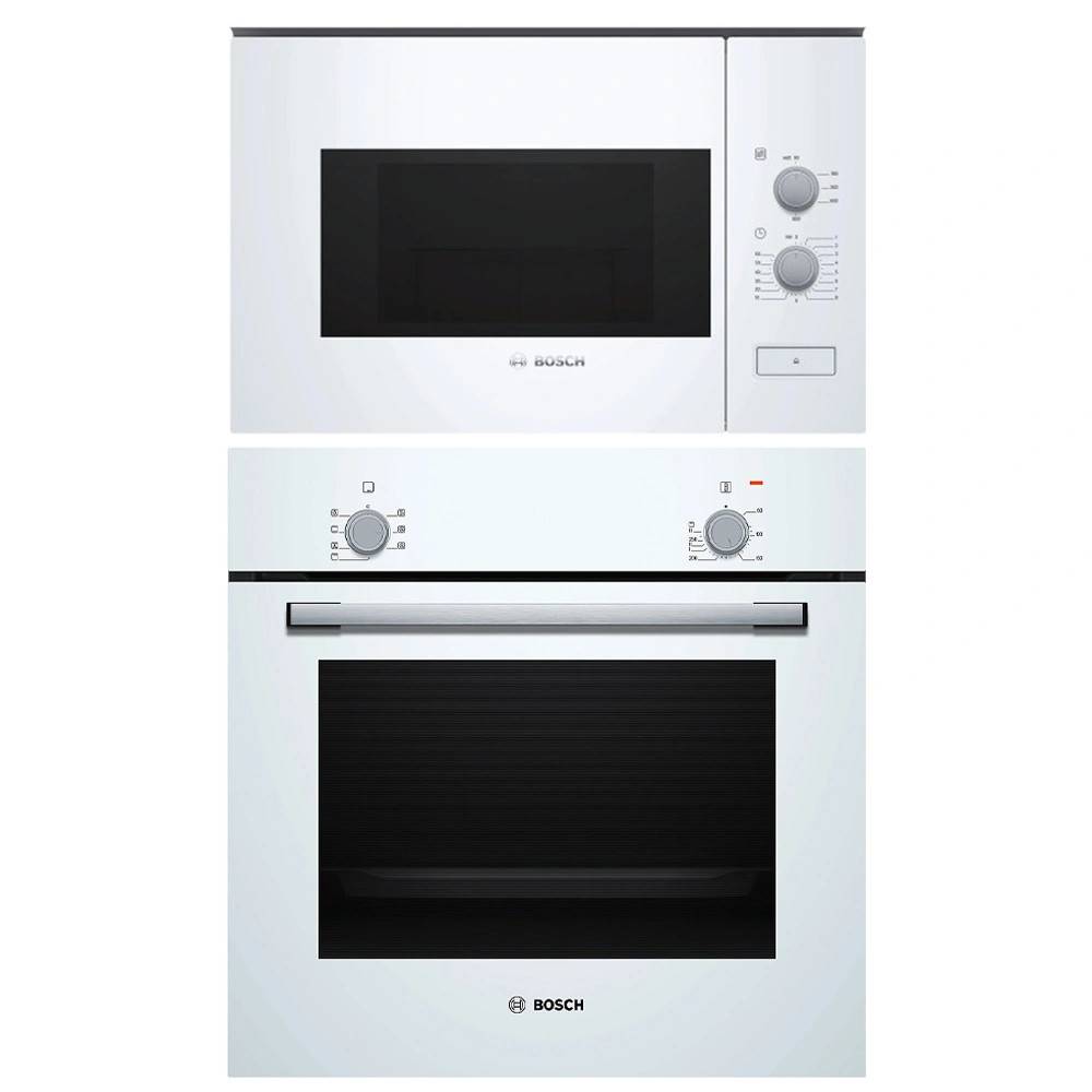 Bosch Serie 2/4 Ugn & Mikro HBF010BV1S + BFL520MW0 ? Vit, 3D Hotair & 800 W