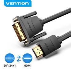 Vention HDMI till DVI-kabel Dubbelriktad DVI till HDMI-adapter 24+1-stift 1080P omvandlare hane till hane för Xbox HDTV DVI till HDMI-kabel 2m svart