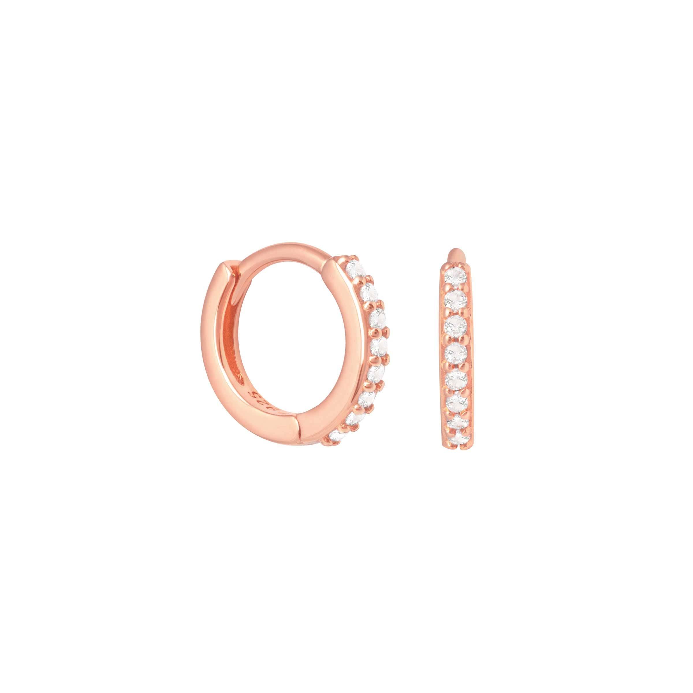 April Birthstone Huggies in Rose Gold with White CZ | Jewellery by Astrid & Miyu