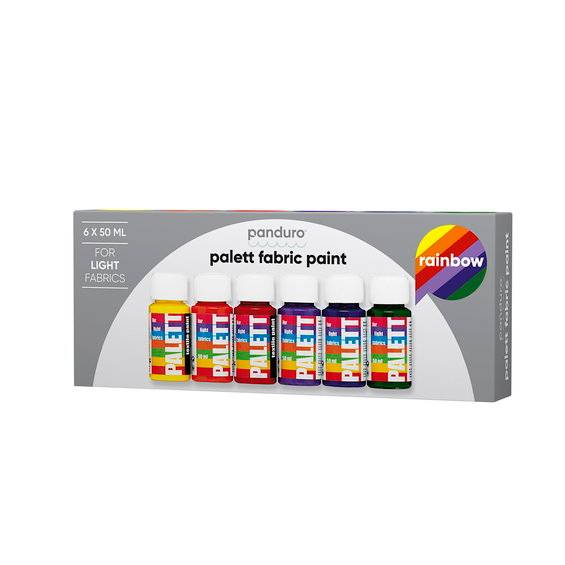 Fabric Paint Rainbow set 6×50 ml, textilfärger i basfärger för ljust tyg