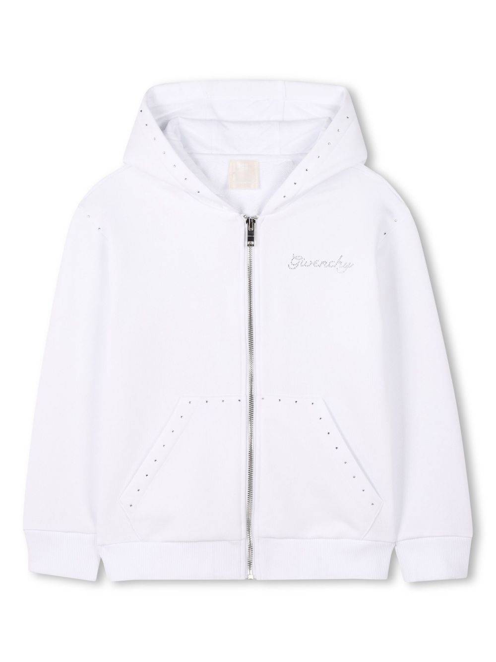 Givenchy Kids - hoodie med strassprydd logotyp - barn - bomull/polyester/strass - 8 - Vit
