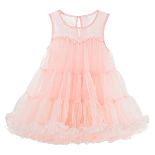 LACOFIA Tullklänning för Flicka Prinsessklänning med Flänsar Multilager Sommar Dagklänning för Barn 2-8 År, A-ros, 6-7 �r