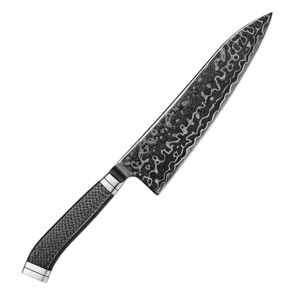 Mizuchi | Gyuto 210 mm | Japansk kokkekniv | M390 & Sort Damaskus145.