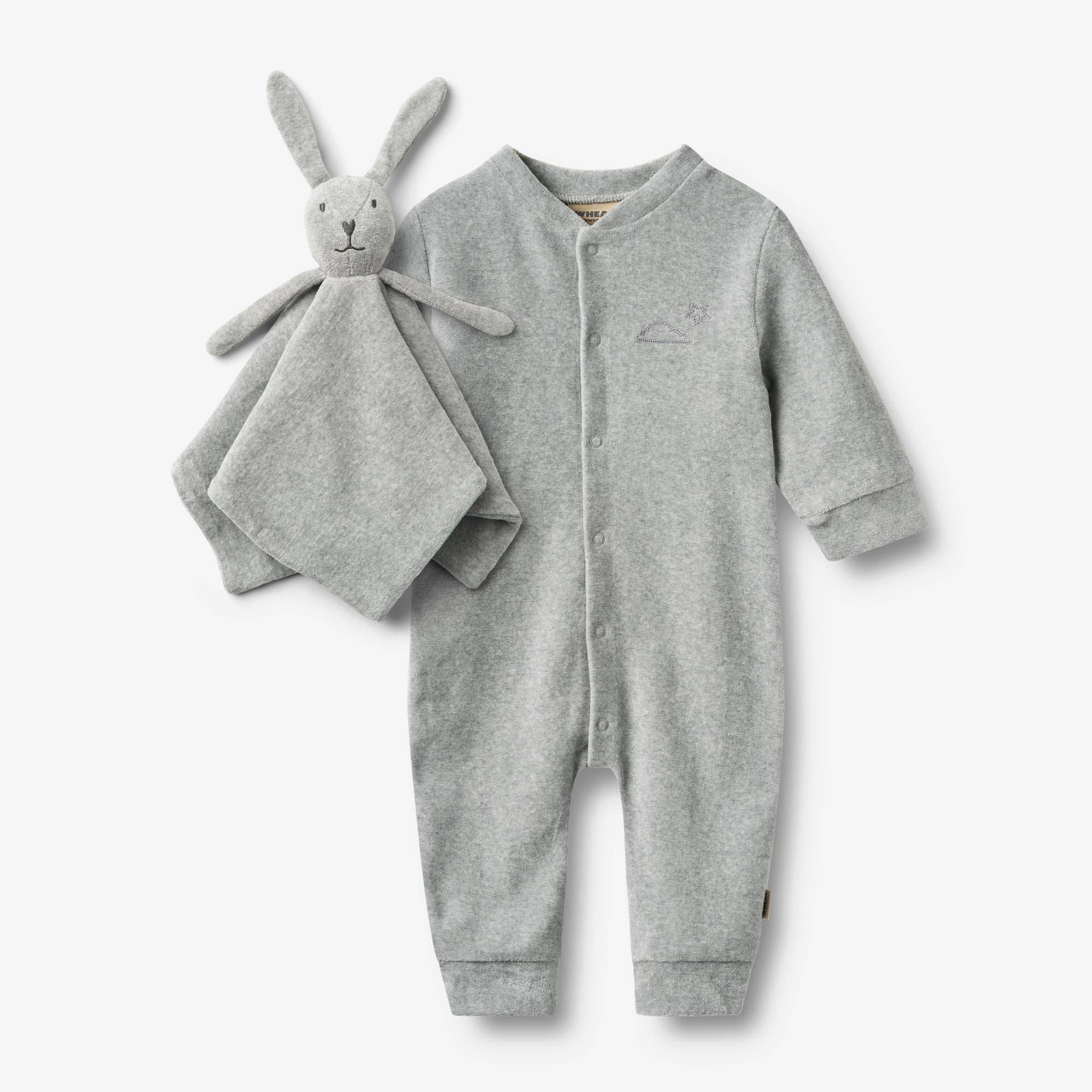 WHEAT® - Gaveæske Robin babysæt - melange grey - Str 62.