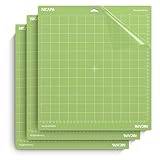 NICAPA Skärmatta för *Cricut Explore One/Air/Air 2/Maker [Standardhandtag, 30 x 30 cm, 12 x 12 tum, 3-pack] självhäftande och klibbiga, halkfria, flexibla galler, vinyl, gröna skärmattor
