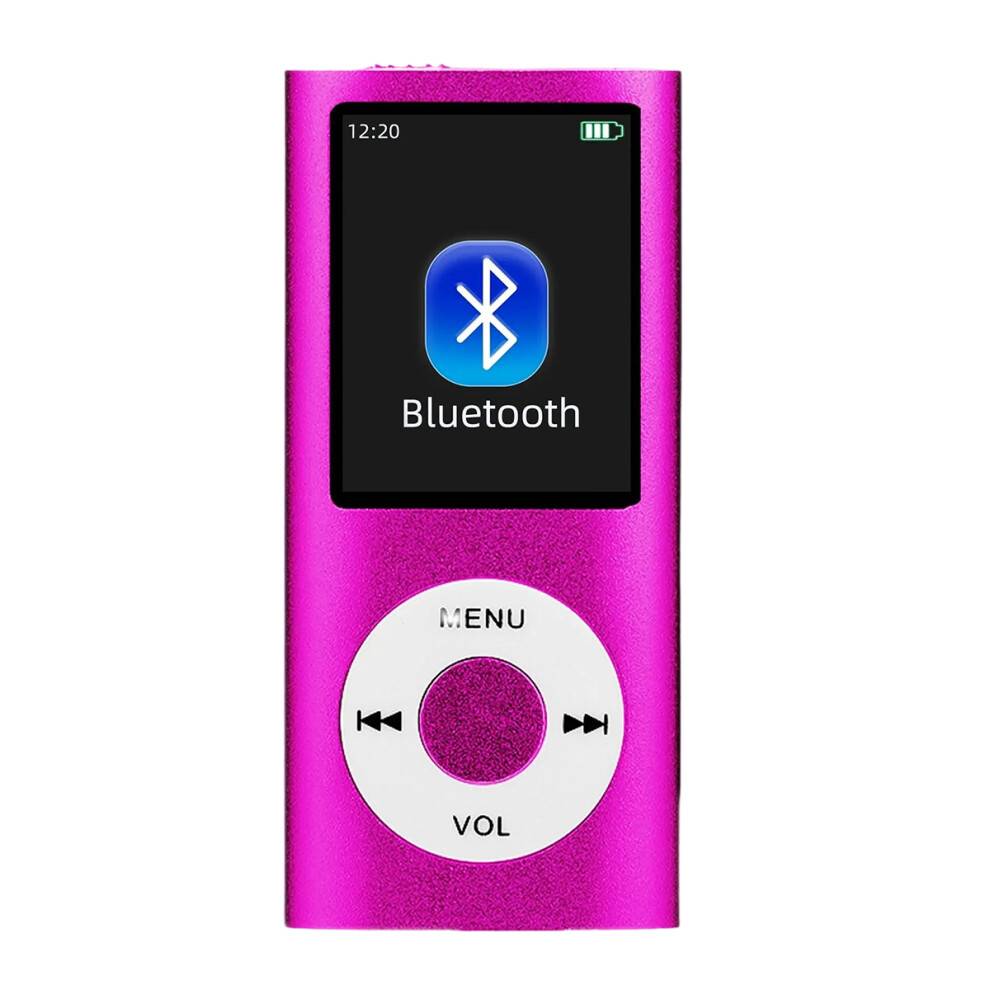 MP3-afspiller med clip-on-design, bærbar musikafspiller med 1,8 tommer skærm, inklusive høretelefoner, langtidsafspilning, trådløs forbindelse