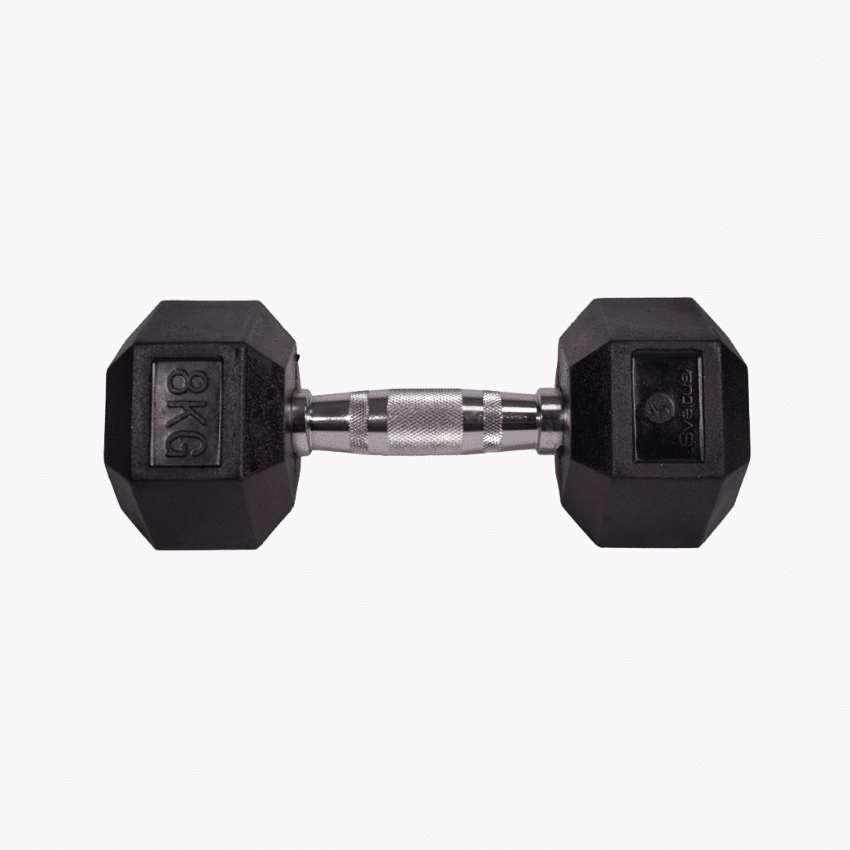 Hexagonal Dumbbell 8 kg – gummitäckt hantel för hemmaträning