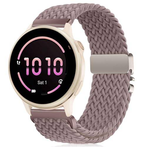 RUIMAYA Smartwatch Armband Kompatibel mit Venu 4 41mm/3S/2S/Vivoactive 4S/3S, Geflochtenes Uhrenarmband 18mm für Forerunner 255S/265S, Rauchiges Lila