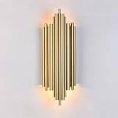 Guld Vägglampa Set Med 2 Lockiga Rör Lampetter Belysningsstolpe Modern Metallstav Fåfänga Ljus Metallisk 2 Lampor Väggmonterad Lampa Med Skiktad Rörformad Järnram