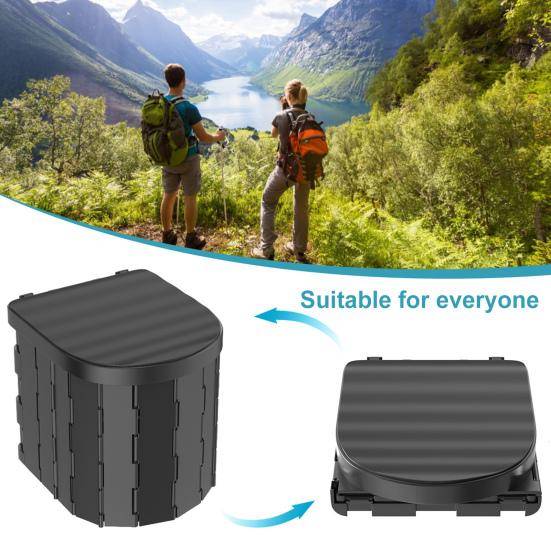 Bärbar Hopvikbar Toalett för Vuxna med Lock 20 Sopsäckar Kraftig Utomhus Camping Vandring Husbil Resa Vägresa Bil Multifunktionell Hopvikbar Potta sva