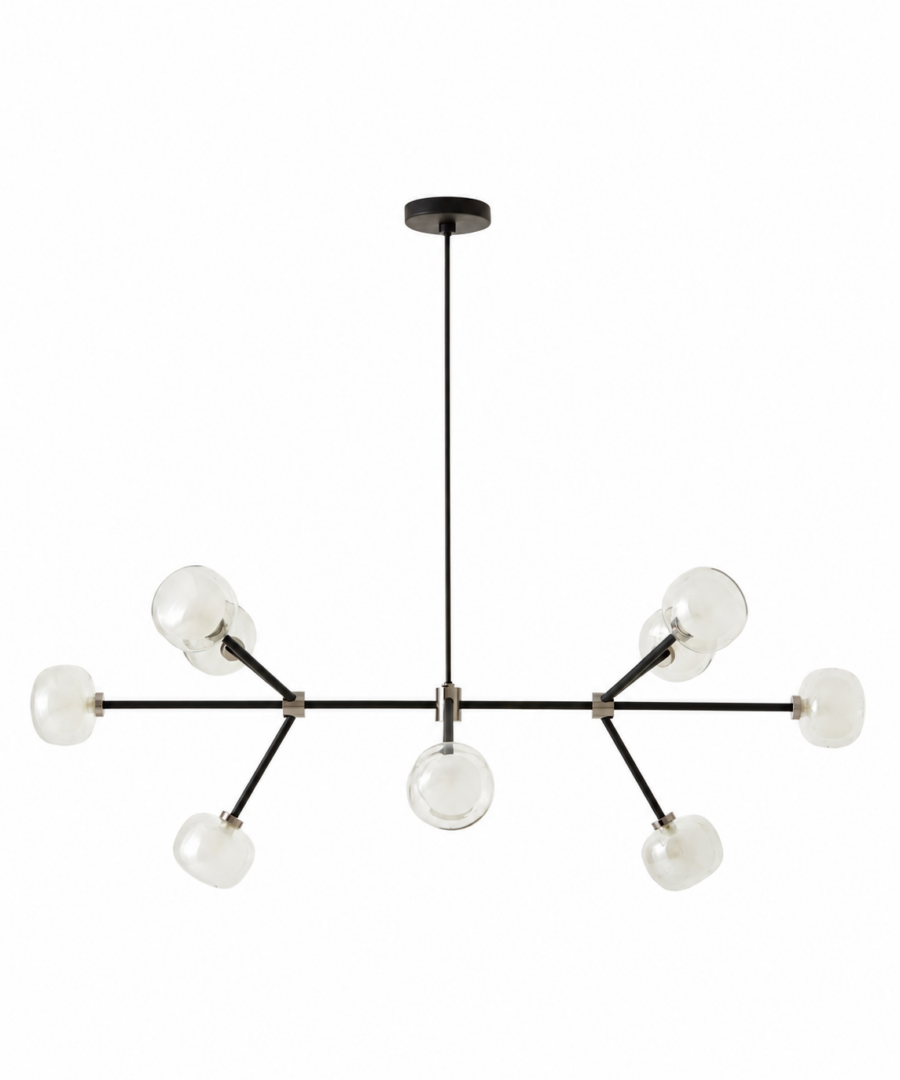 TOOY - NABILA 552.10 Lysekrone, Matte Black/Black Chrome/Smoked Glass.