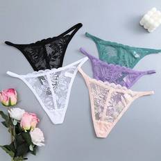 5 st Dam Enfärgad Spets Blommig Mager Midja Låghöjd Sexig G-String Trosset, Damunderkläder - Multifärgad (L,M,S,XL)