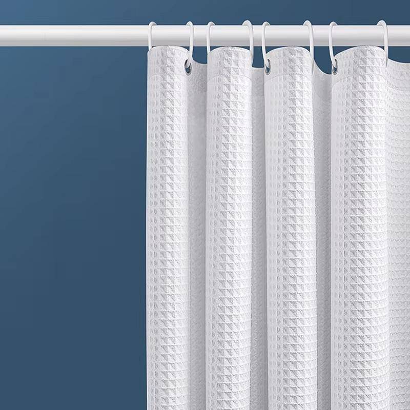 Förtjockad Jacquard Våffelvävd Duschdraperi Enfärgad Badrumsprivatlivsavdelare Gardin Toalett- och Duschkabin