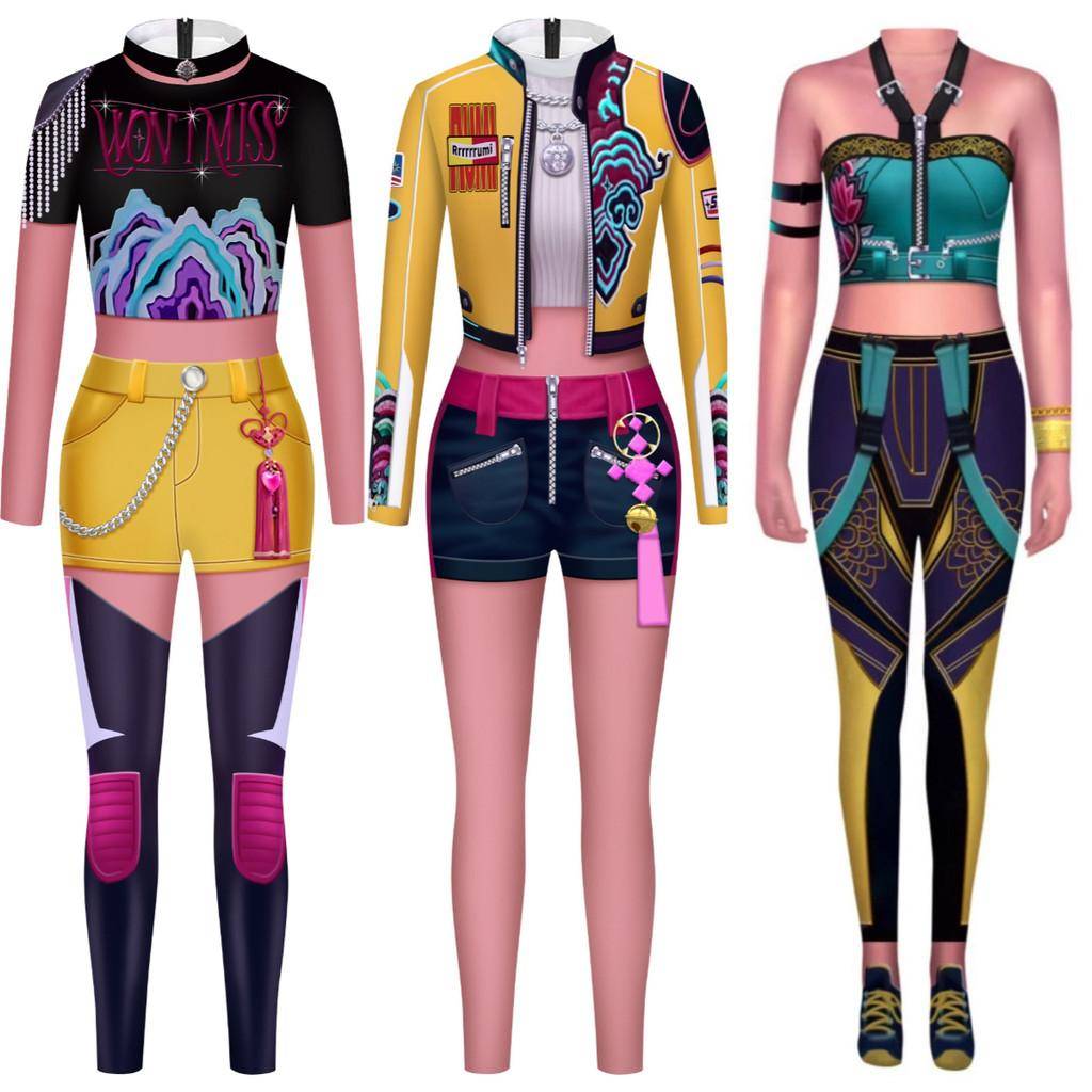 Vuxen Rumi Mira Zoey Tryck Jumpsuit Kvinnor Halloween Cosplay Kostym Karnevalsfest Scen Rollspelsklänning Utklädningsdräkt cm