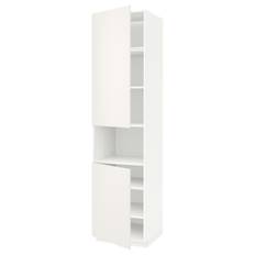 IKEA - METOD højskab til mikroovn med 2 låg/hyld, hvid/Veddinge hvid, 60x60x240 cm