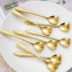 2/8/16 st hjärtformade skedar för kaffe/te/dessert/glass i rostfritt stål, lämpliga för hem, kök, restaurang, hotell, fest, alla hjärtans dag-present - Guld (16 st kärlek,2 artiklar,8 artiklar,16 artiklar)